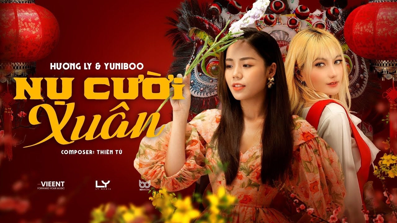 NỤ CƯỜI XUÂN​​ - HƯƠNG LY VÀ YUNI BOO | Lời bài hát, hợp âm, MV